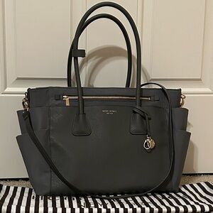 Henri Bendel West 57th Gray Saffiano Leather Tote Bag with Dustbag